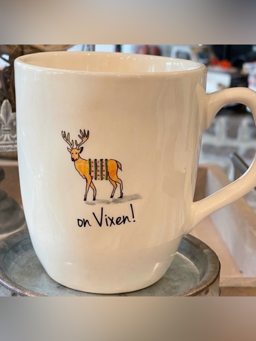 Collectible Rae Dunn by Magenta “On Vixen” Reindeer Christmas Mug
